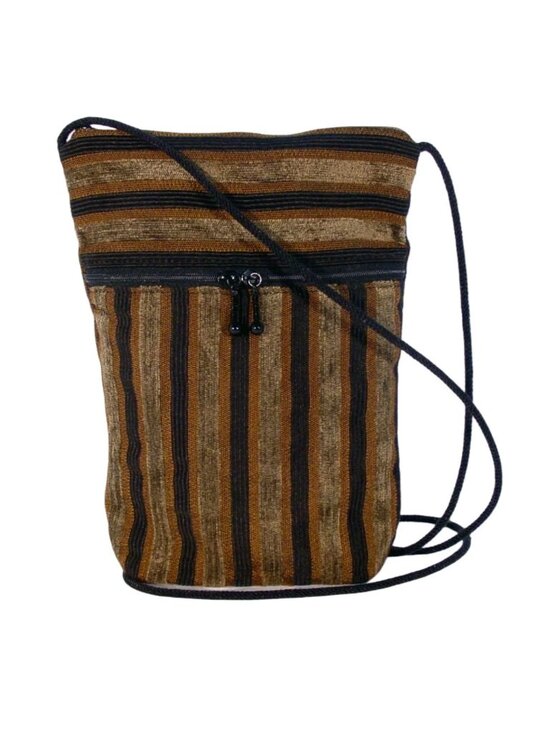 MARUCA Black + Tan Stripe Tapestry Small Crossbody Bag = Made in COLORADO - Picture 1 of 8